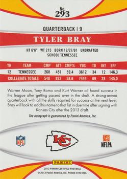 2013 Panini Certified - Mirror Red Signatures #293 Tyler Bray Back