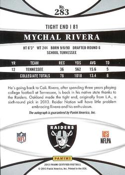 2013 Panini Certified - Mirror Red Signatures #283 Mychal Rivera Back