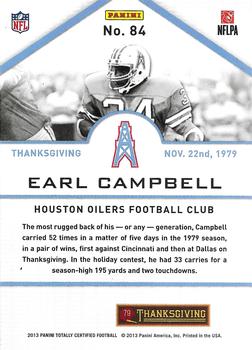 2013 Panini Totally Certified #84 Earl Campbell Back