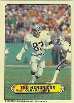 1983 Topps - Stickers #16 Ted Hendricks Front