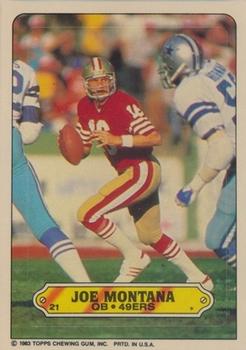 1983 Topps - Stickers #21 Joe Montana Front