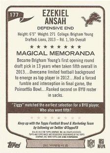 2013 Topps Magic - Mini #177 Ezekiel Ansah Back
