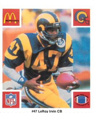 1986 McDonald's Los Angeles Rams #NNO LeRoy Irvin Front