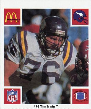 1986 McDonald's Minnesota Vikings #NNO Tim Irwin Front