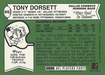 1996 Sega Sports NFL Players Party #NNO Tony Dorsett Back
