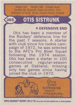2001 Topps Archives #109 Otis Sistrunk Back