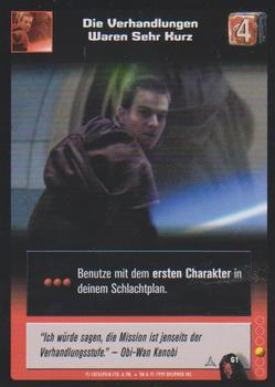 1999 Decipher Young Jedi: Menace of Darth Maul (German Version) #61 Die Verhandlungen Waren Sehr Kurz Front