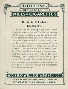 1924 Wills's Cigarettes Golfing #2 Braid Hills Back