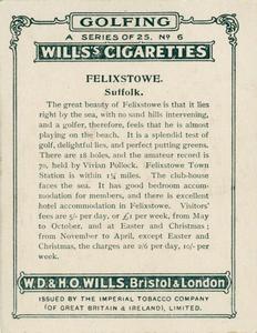 1924 Wills's Cigarettes Golfing #6 Felixstowe Back
