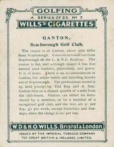 1924 Wills's Cigarettes Golfing #7 Ganton Back