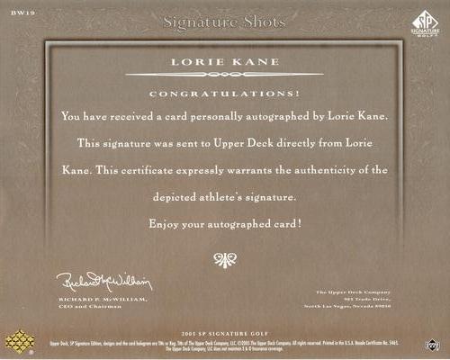 2005 SP Signature Golf - Signature Shots Black & White #BW19 Lorie Kane Back