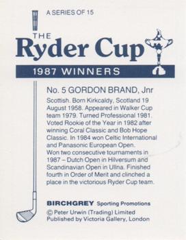 1987 Birchgrey The Ryder Cup #5 Gordon Brand Jr. Back