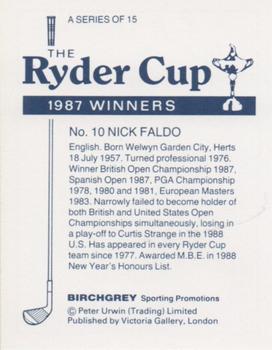 1987 Birchgrey The Ryder Cup #10 Nick Faldo Back