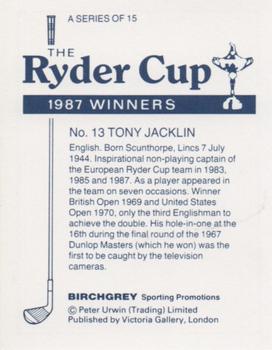 1987 Birchgrey The Ryder Cup #13 Tony Jacklin Back