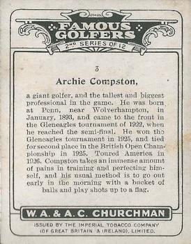 1928 Churchman's Famous Golfers 2nd Series (Large) #3 Archie Compston Back