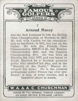 1928 Churchman's Famous Golfers 2nd Series (Large) #7 Arnaud Massy Back