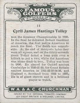 1928 Churchman's Famous Golfers 2nd Series (Large) #11 Cyril Tolley Back