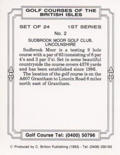 1993 C. Britton Publishing Golf Courses of the British Isles #2 Sudbrook Moor Golf Club, Lincolnshire Back