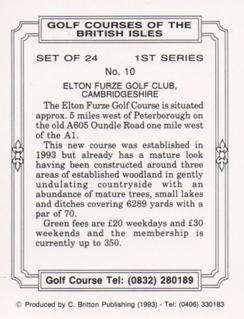 1993 C. Britton Publishing Golf Courses of the British Isles #10 Elton Furze Golf Club, Cambridgeshire Back