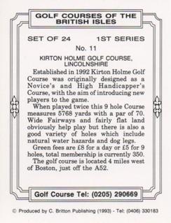 1993 C. Britton Publishing Golf Courses of the British Isles #11 Kirton Holme Golf Course, Lincolnshire Back