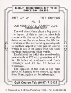 1993 C. Britton Publishing Golf Courses of the British Isles #13 Old Nene Golf & Country Club, Cambridgeshire Back