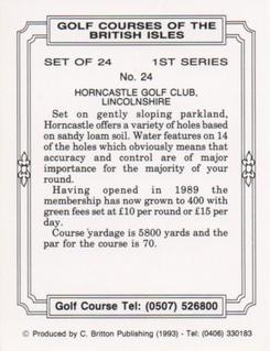 1993 C. Britton Publishing Golf Courses of the British Isles #24 Horncastle Golf Club, Lincolnshire Back