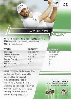 2024 Upper Deck #26 Wesley Bryan Back