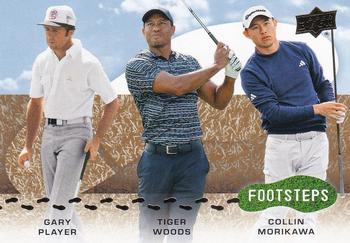 2024 Upper Deck - Footsteps #F-1 Gary Player / Tiger Woods / Collin Morikawa Front
