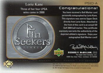 2004 Upper Deck - Pin Seekers Penned Gold #PS10A Lorie Kane Back