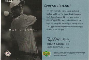 2001 Upper Deck - SP Authentic Preview Authentic Threads #DD-AT David Duval Back