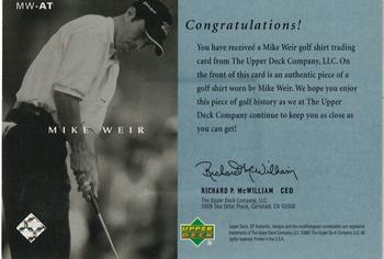 2001 Upper Deck - SP Authentic Preview Authentic Threads #MW-AT Mike Weir Back