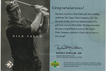 2001 Upper Deck - SP Authentic Preview Authentic Threads #NF-AT Nick Faldo Back