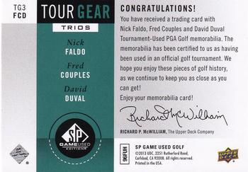 2014 SP Game Used - Tour Gear Triple #TG3FCD Nick Faldo / Fred Couples / David Duval Back