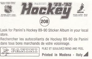 1989-90 Panini Hockey Stickers #208 Buffalo / Philadelphia Action Back