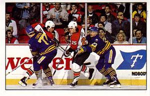 1989-90 Panini Hockey Stickers #208 Buffalo / Philadelphia Action Front