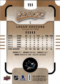 2015-16 Upper Deck MVP #151 Logan Couture Back