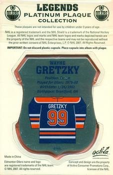 2007 Edmonton Oilers Legends Platinum Plaque Collection #NNO Wayne Gretzky Back