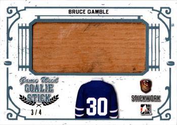 2017 Leaf In The Game Stickwork - Game-Used Goalie Stick Relics - Platinum #GGS-02 Bruce Gamble Front