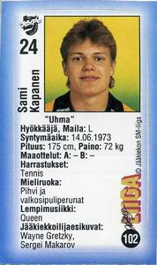 1992-93 Jyvas-Hyva Hockey-Liiga (Finnish) Stickers #102 Sami Kapanen Front