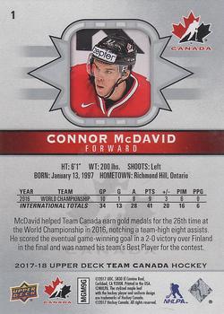 2017-18 Upper Deck Team Canada #1 Connor McDavid Back