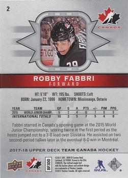 2017-18 Upper Deck Team Canada #2 Robby Fabbri Back