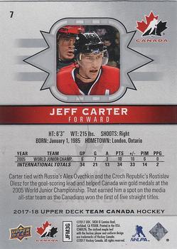 2017-18 Upper Deck Team Canada #7 Jeff Carter Back