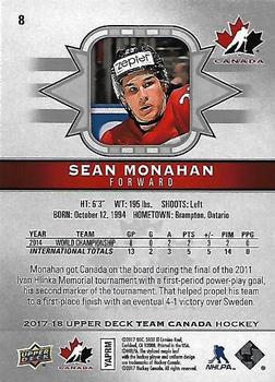 2017-18 Upper Deck Team Canada #8 Sean Monahan Back
