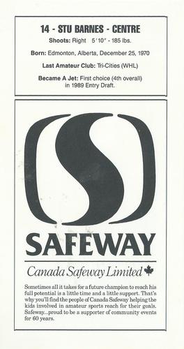 1989-90 Safeway Winnipeg Jets #NNO Stu Barnes Back
