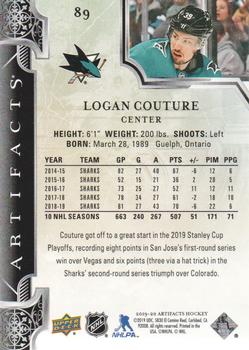 2019-20 Upper Deck Artifacts #89 Logan Couture Back
