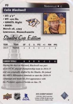 2019-20 Upper Deck MVP - Stanley Cup Edition 20th Anniversary Colors & Contours #95 Colin Blackwell Back