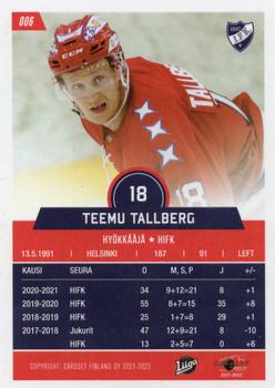 2021-22 Cardset Finland #006 Teemu Tallberg Back