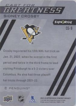 2022-23 Upper Deck Synergy - Cast for Greatness #CG-9 Sidney Crosby Back
