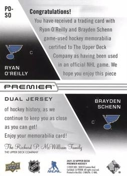 2021-22 Upper Deck Premier - Premier Dual Jersey #PD-SO Ryan O'Reilly / Brayden Schenn Back