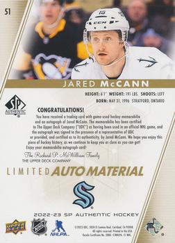 2022-23 SP Authentic - Limited Auto Material #51 Jared McCann Back